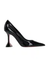 Amina Muaddi Ami Patent Leather Pedestal Pumps In Black