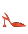 Amina Muaddi Begum Crystal-embellished Satin Slingback Courts In Red