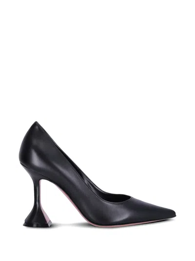 Amina Muaddi Ami Pointed Leather Pumps In Black