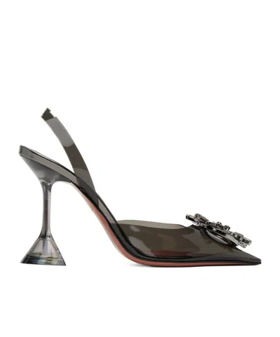 Amina Muaddi Pointed Shoes With Exposed Heels In Gray