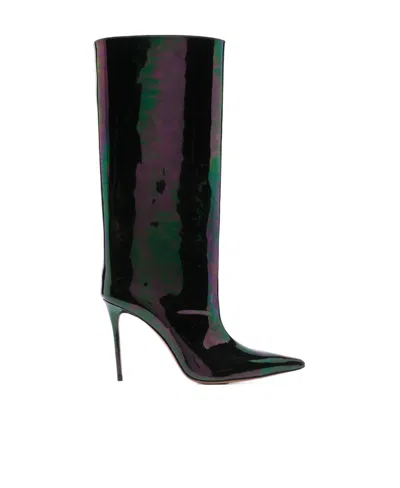Amina Muaddi Pointed Short Boots In Black