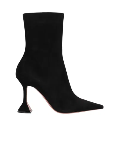 Amina Muaddi Georgia 95mm Suede Ankle Booties In Black