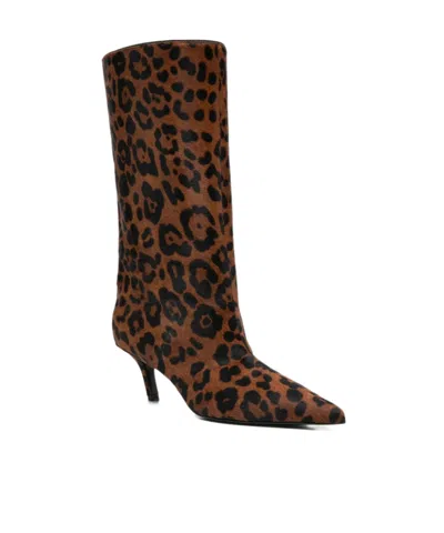 Amina Muaddi Pointed-toe Ankle Boots In Brown