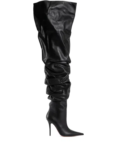 Amina Muaddi Pointed-toe Boots In Black