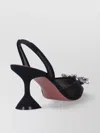Amina Muaddi Pointed Toe Embellished Heel Sandals In Black