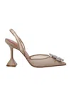 Amina Muaddi Pointed Toe High Heel Sandals In Nude