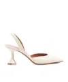 Amina Muaddi Sculptural Heel Leather Slingback Pumps In Pink