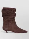 Amina Muaddi Pointed Toe Kitten Heel Slouchy Suede Boots In Multi