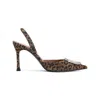Amina Muaddi Pointed-toe Slingback Heels With Crystal Embellishment In Animal Print