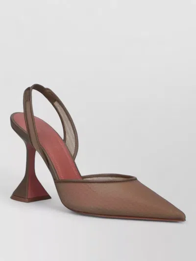 Amina Muaddi Pointed Toe Slingback Pumps Mesh Heel Design In Red
