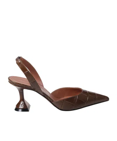 Amina Muaddi Pointed-toe High-heeled Sandals In Brown