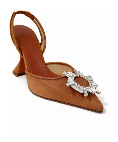 Amina Muaddi Pointed-toe High-heeled Sandals In Brown