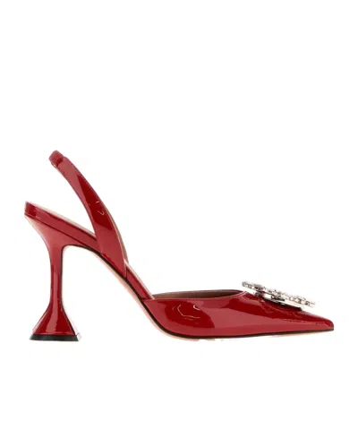 Amina Muaddi 95 Begum Crystal-embellished Slingback Pumps In Red