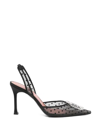 Amina Muaddi Polka-dot Heeled Pumps In Black