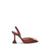 Amina Muaddi Bordeaux Polyester High Heel Pumps In Red