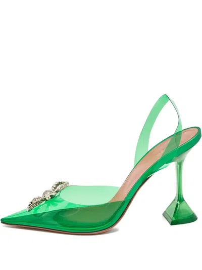 Pre-owned Amina Muaddi  100mm Rosie Transparent Slingback Pumps
