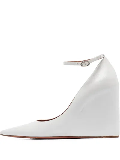 Pre-owned Amina Muaddi  110mm Wedge-heeled Pointed Pumps