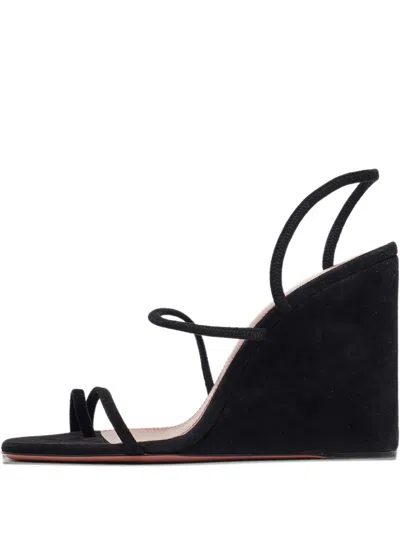 Pre-owned Amina Muaddi  2024 110mm Suede Wedge Sandals