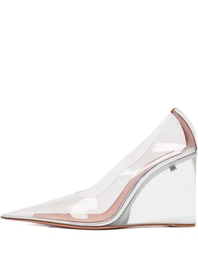 Pre-owned Amina Muaddi  95mm Wedge Pumps