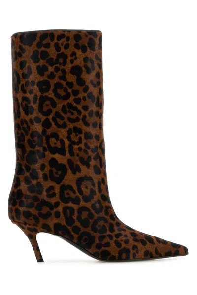 Amina Muaddi Printed Calf Hair Fiona Boots In Animal Print
