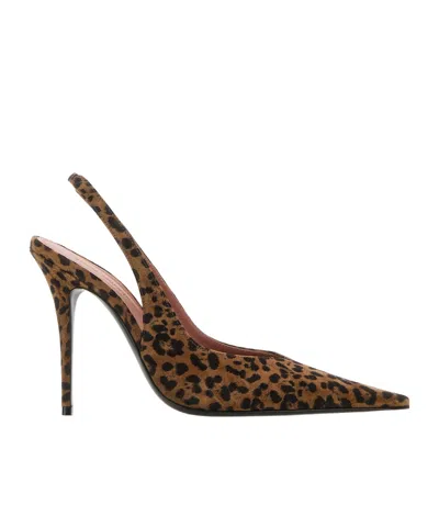 Amina Muaddi Printed Suede Anok Pumps In Brown