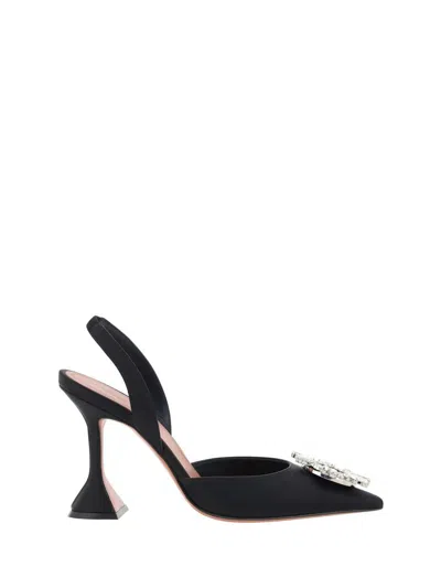 Amina Muaddi Womens  Begum 95 Crystal-embellished Suede Slingback Heels In Black