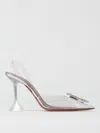 Amina Muaddi Rosie See-through Slingback Bow Pumps In White