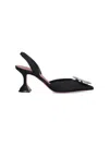 Amina Muaddi Leather Slingback Pumps Featuring Sculptural Heel In Black