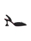 Amina Muaddi Leather Slingback Pumps Featuring Sculptural Heel In Black