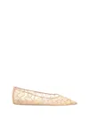 Amina Muaddi Barbara Lace Pointed-toe Ballet Flats In Beige