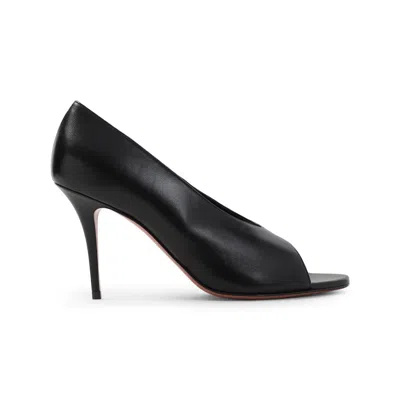 Amina Muaddi Julianne Peep-toe Leather Pumps In Black