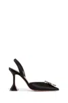 Amina Muaddi Rosie Crystal-embellished Satin Slingback Pumps In Black