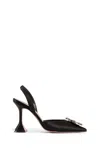 Amina Muaddi Rosie Crystal-embellished Satin Slingback Pumps In Black