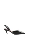 Amina Muaddi Camelia Tweed Slingback Pumps In Black
