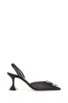 Amina Muaddi Pointed High-heeled Sandals In Black