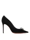 Amina Muaddi Crystal Decorated Pointed High Heels In Black