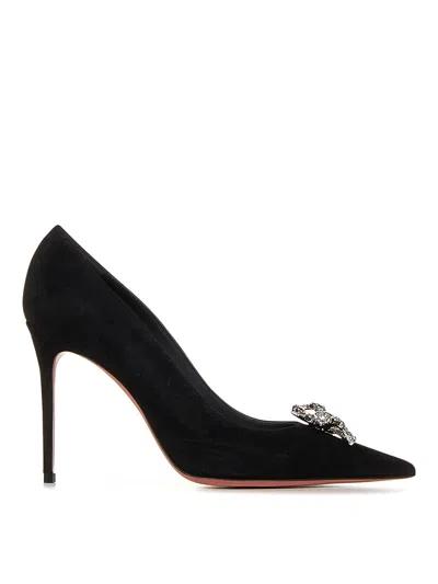 Amina Muaddi Camelia Pump 90 Satin Black White B