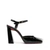 Amina Muaddi Charlotte Patent Ankle-strap Pumps In Black