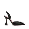 Amina Muaddi Rosie Crystal-embellished Satin Slingback Pumps In Black