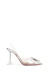 Amina Muaddi Rosie See-through Slingback Bow Pumps In Grey