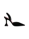 Amina Muaddi Stylish Velvet Pointed Toe High Heel Pumps In Black