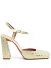 Amina Muaddi Gold-tone Rhinestone-embellished Pumps In Metallics