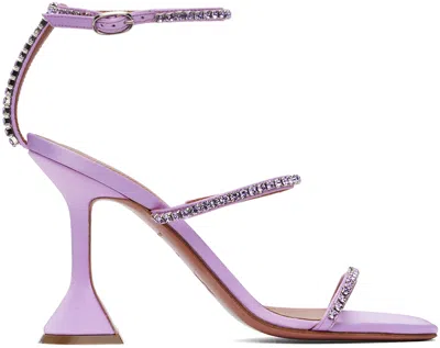 Amina Muaddi Purple Gilda Heeled Sandals In Violet