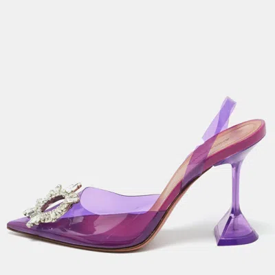 Pre-owned Amina Muaddi Purple Pvc Begum Pumps Size 39