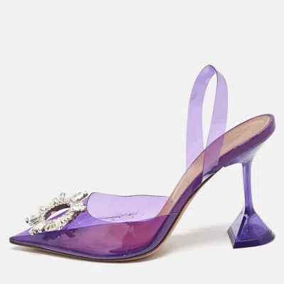 Pre-owned Amina Muaddi Purple Pvc Begum Slingback Pumps Size 38.5