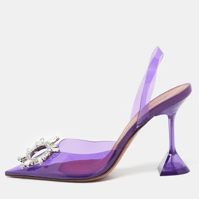 Pre-owned Amina Muaddi Purple Pvc Begum Slingback Pumps Size 39.5