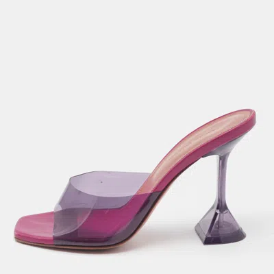 Pre-owned Amina Muaddi Purple Pvc Lupita Slide Sandals Size 36.5