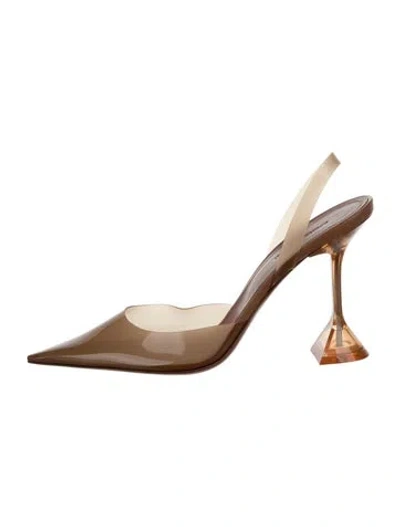 Pre-owned Amina Muaddi Pvc Bow Accents Slingback Pumps In Multi