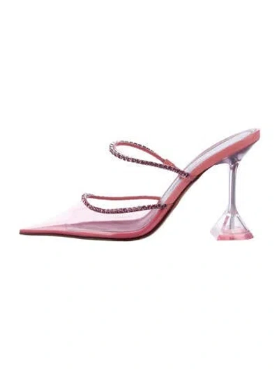 Pre-owned Amina Muaddi Pvc Crystal Embellishments Mules In Pink