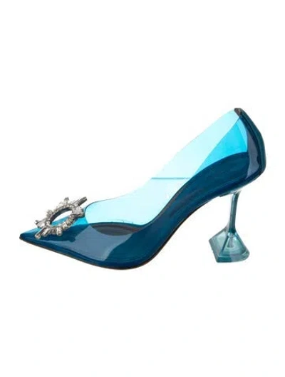 Pre-owned Amina Muaddi Pvc Crystal Embellishments Pumps In Blue